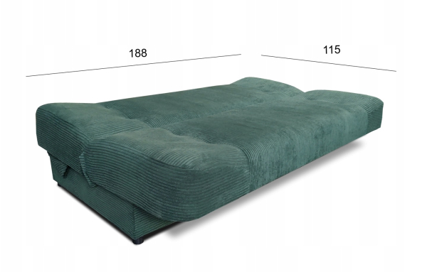 Wersalka JAŚ sztruks GRAFITOWY z funkcją spania pojemnik sprężyny